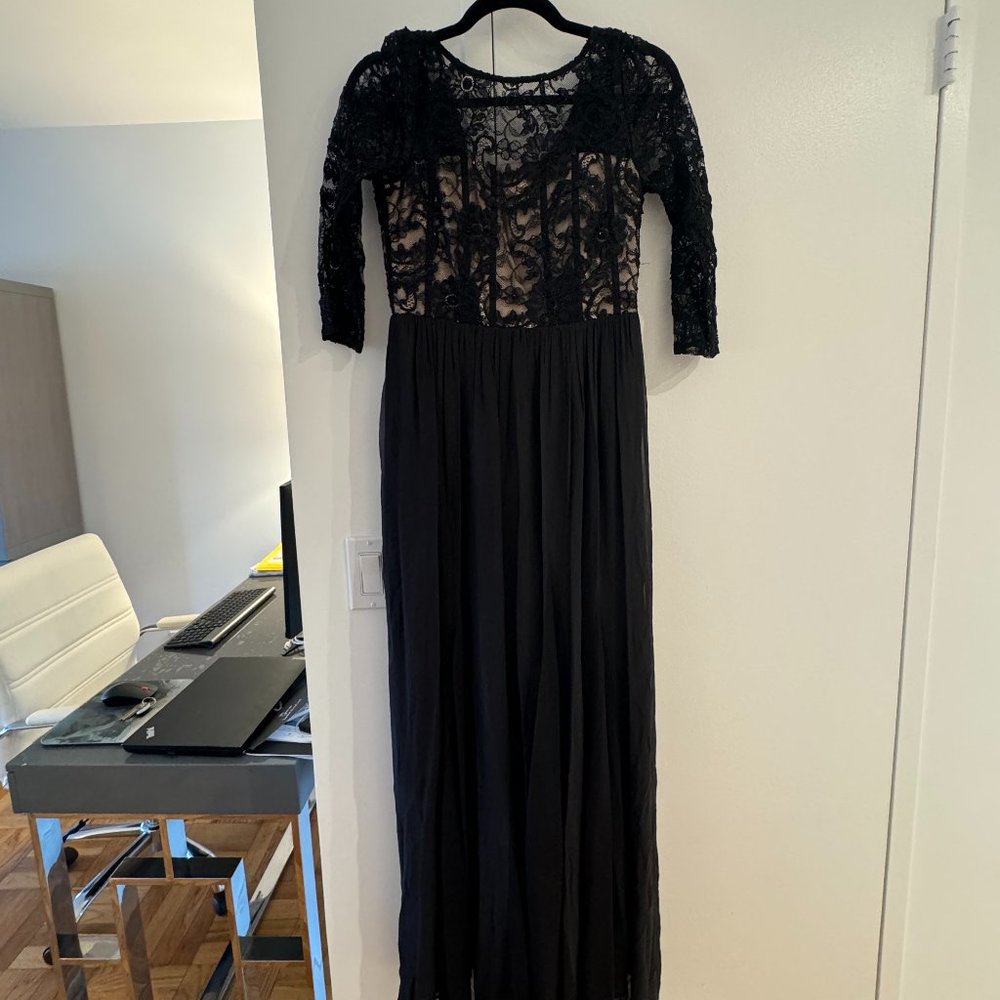Alice + Olivia black lace gown